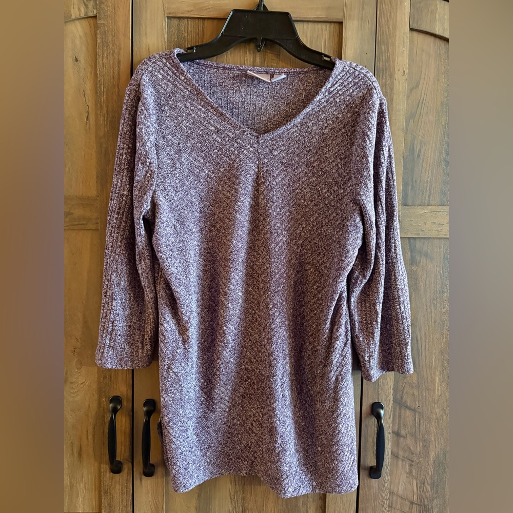 Chico's Heathered Purple V-Neck Sweater